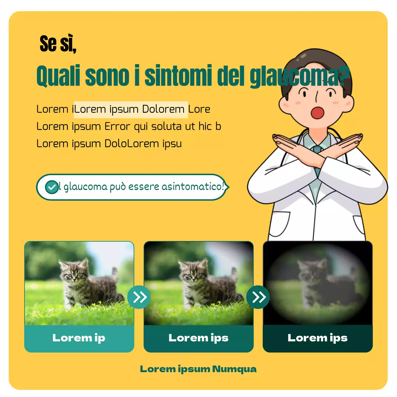 Il glaucoma spiegato in un concetto illustrativo giallo e verde