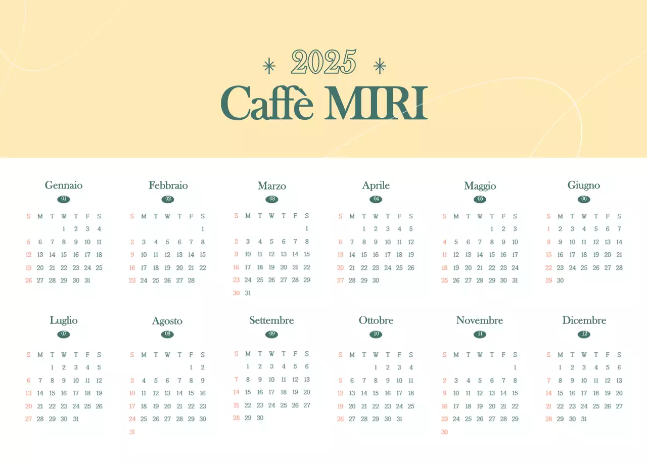 Calendario dei bar con i consigli per le bevande del mese