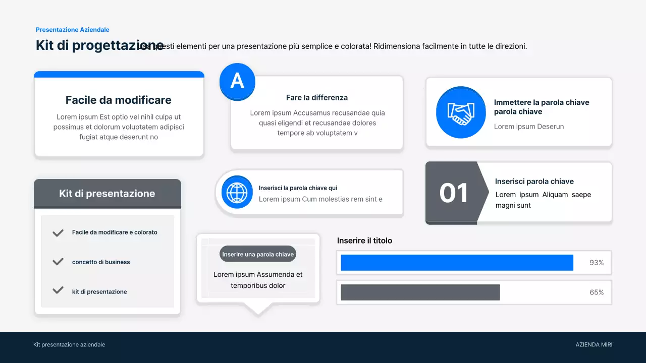 Materiali aziendali semplici in blu e grigio