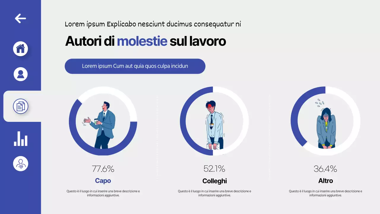 Formazione sulla prevenzione delle molestie sul luogo di lavoro in un tema di dashboard UI blu e pulito