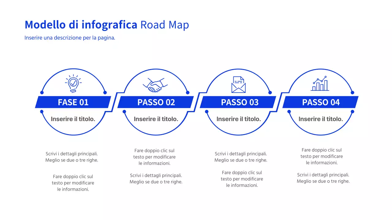 Modello di infografica aziendale per la fase 4 della roadmap blu