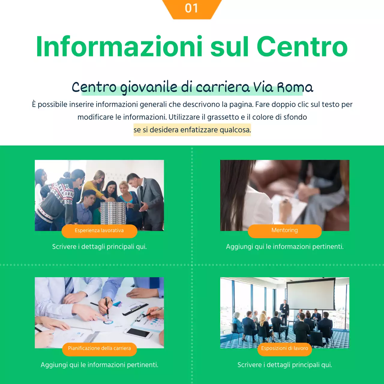 Concetto di illustrazione verde e arancione Reclutamento di studenti universitari volontari