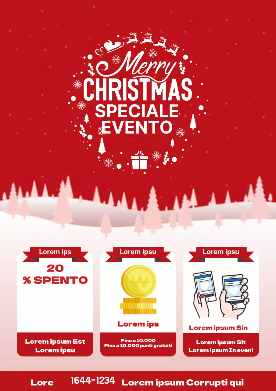 Un volantino natalizio colorato in rosso