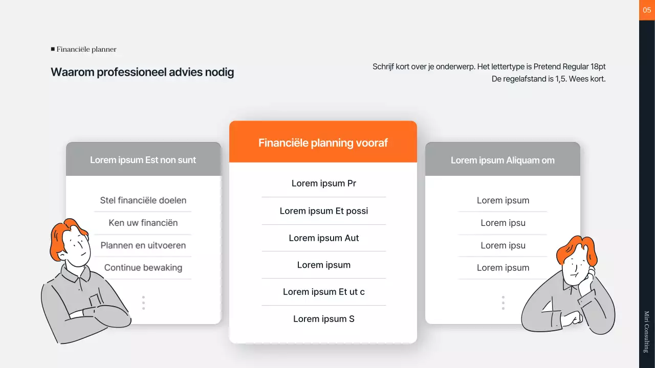 Financieel advies in oranje en grijs
