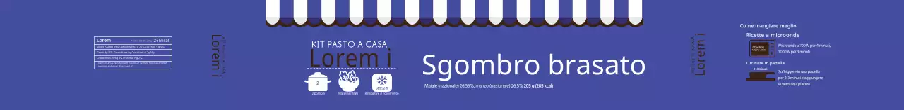 Etichetta illustrata blu dello sgombro