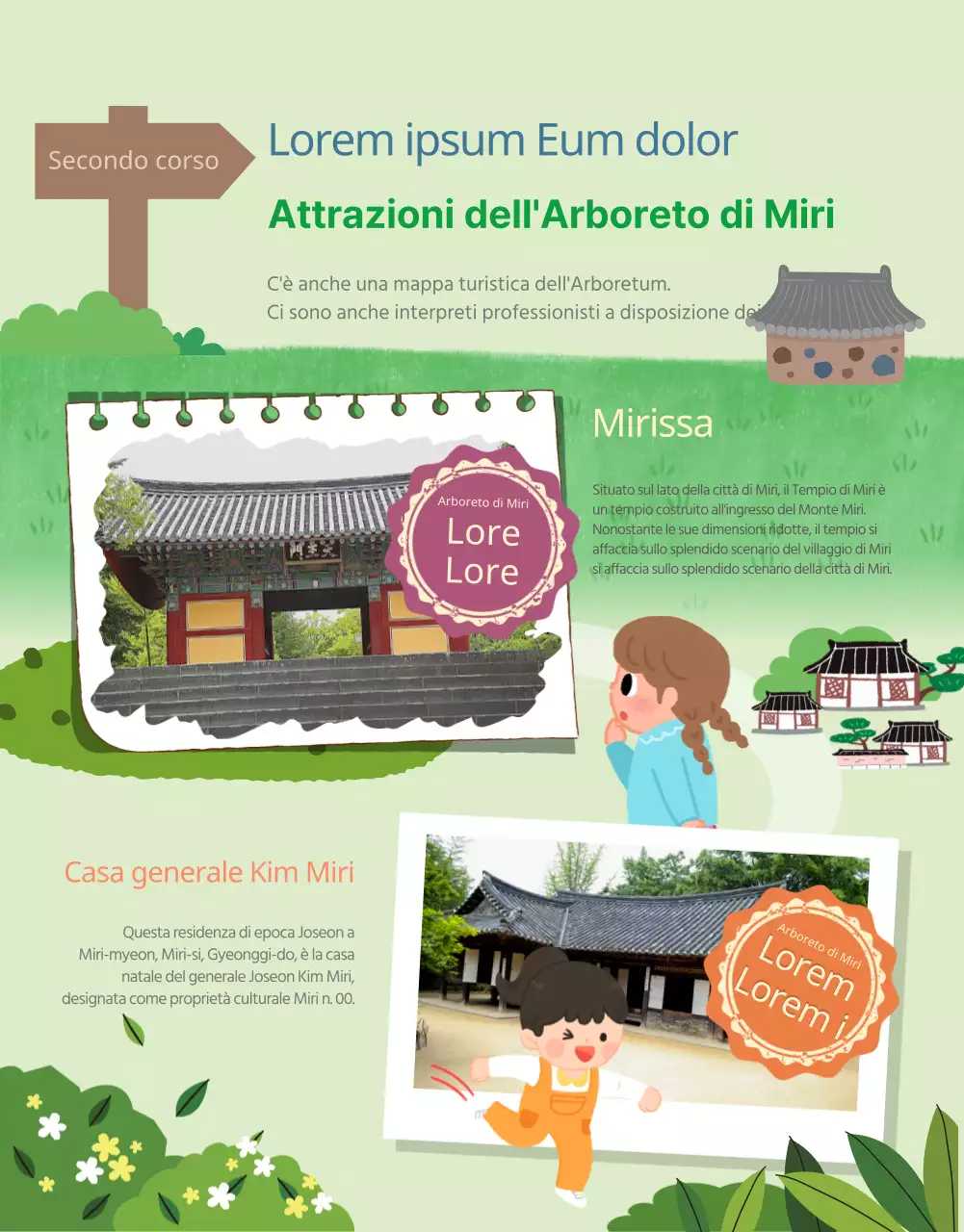 Tour dei francobolli dell'Arboretum con simpatiche illustrazioni per bambini