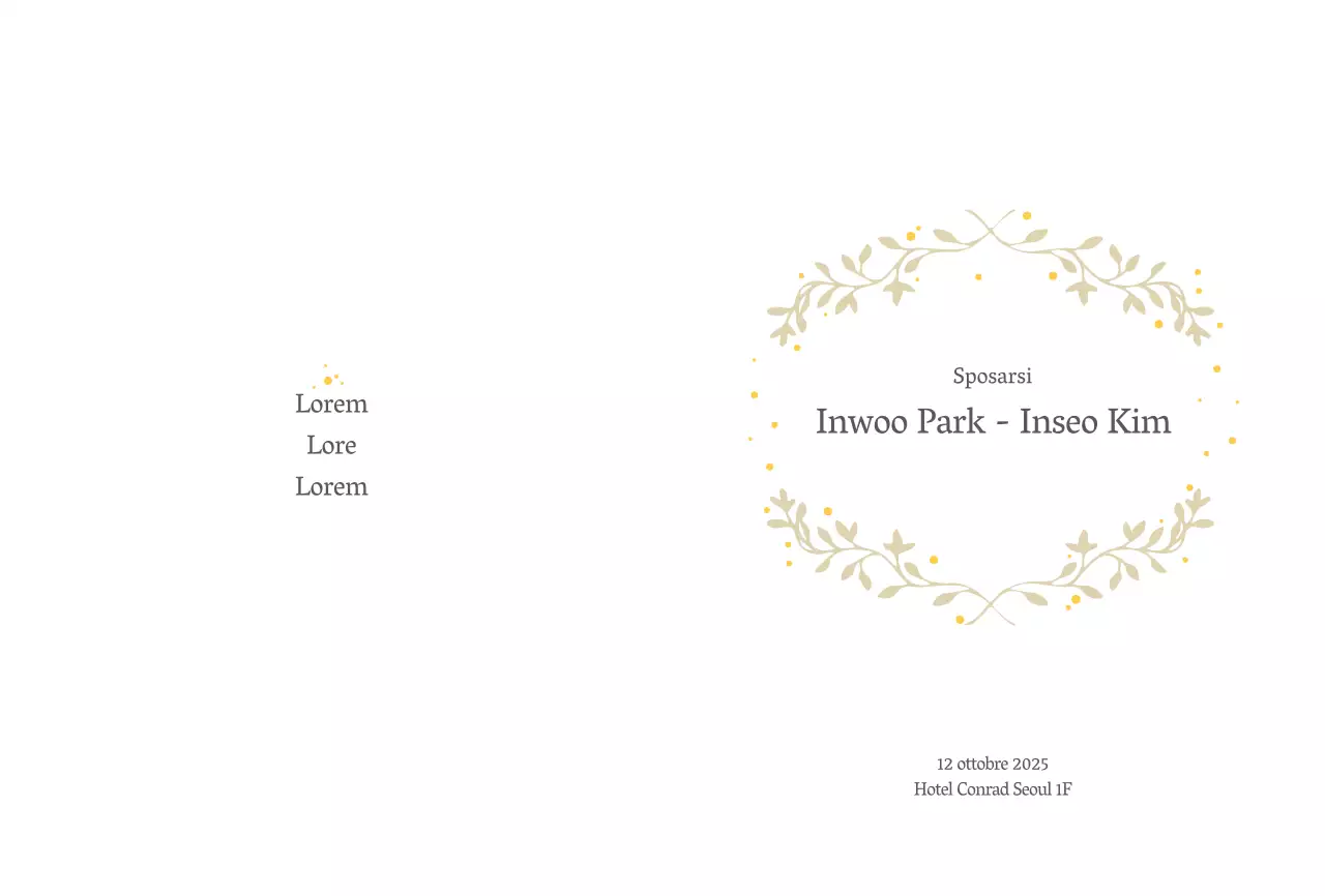 Cartolina semplice bianca per inviti di matrimonio