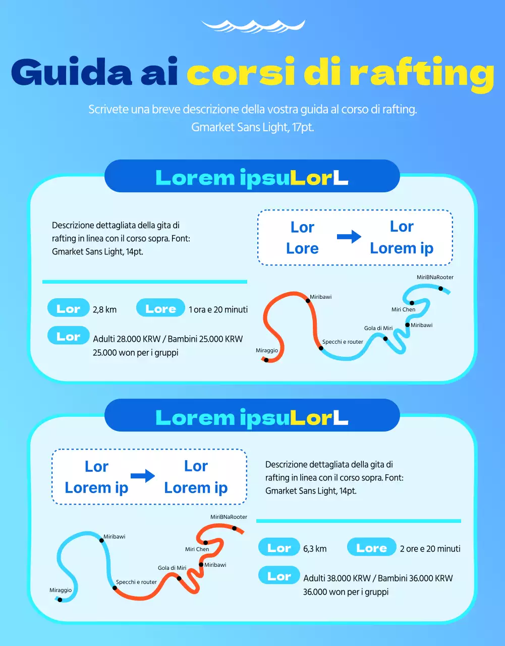 Rafting fresco e pulito in azzurro e bianco