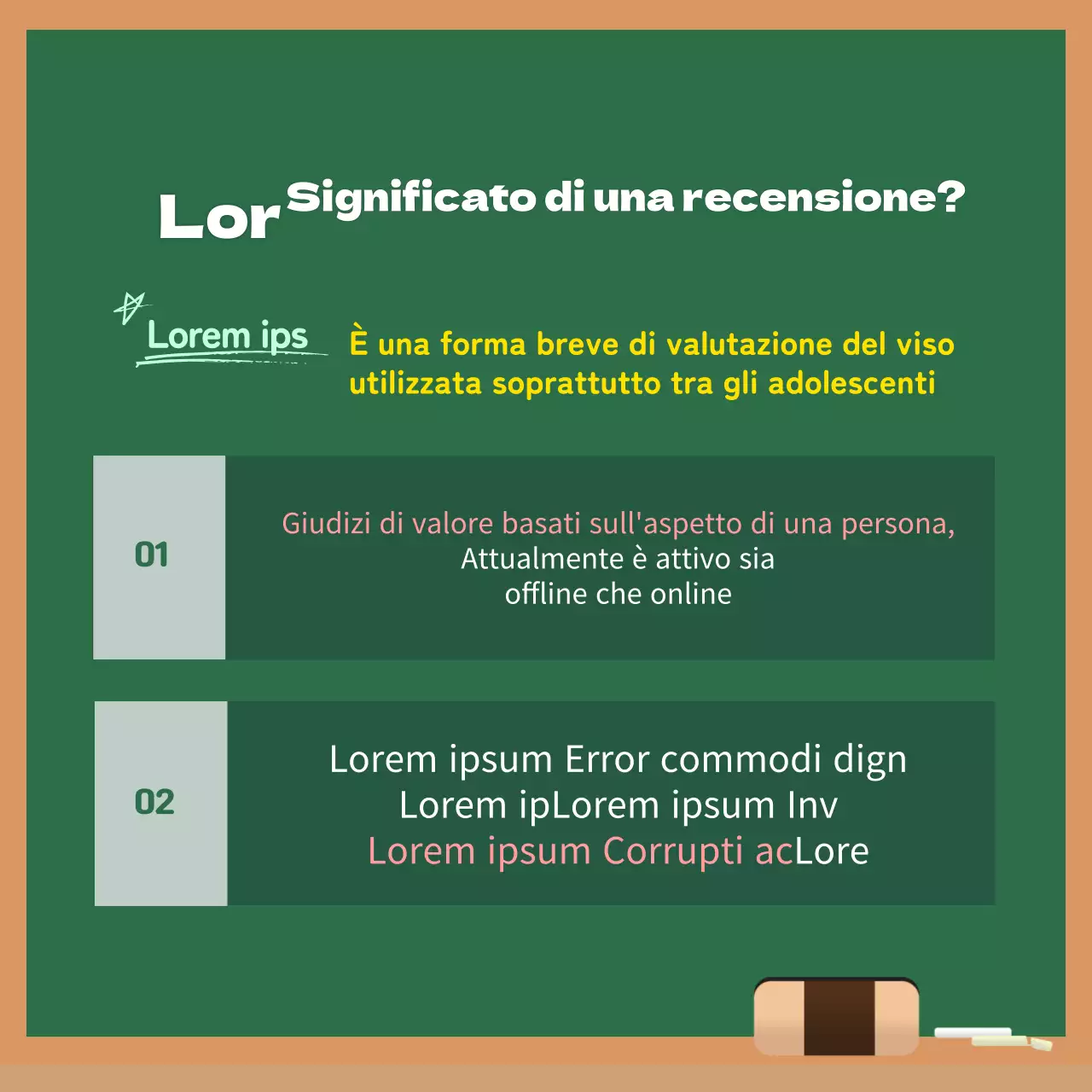 Carta di valutazione a facce gialle e verdi Design di novità