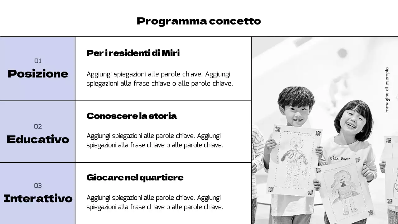 Pianificare un moderno programma museale in nero e viola