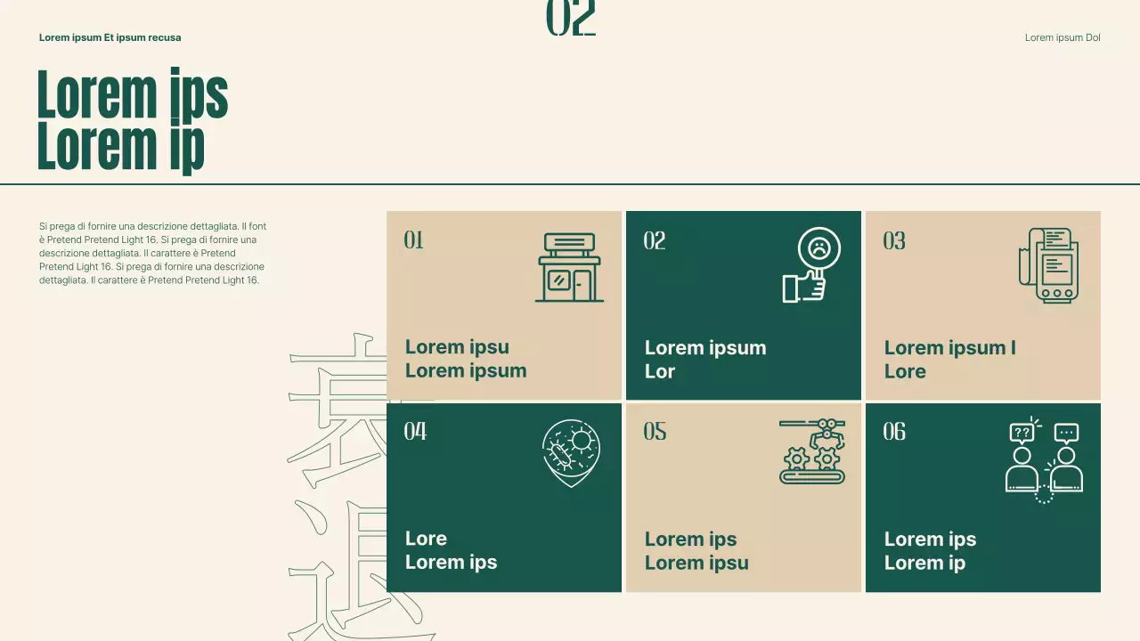 Piano per rivitalizzare i mercati tradizionali utilizzando oggetti e tipografia verde e beige