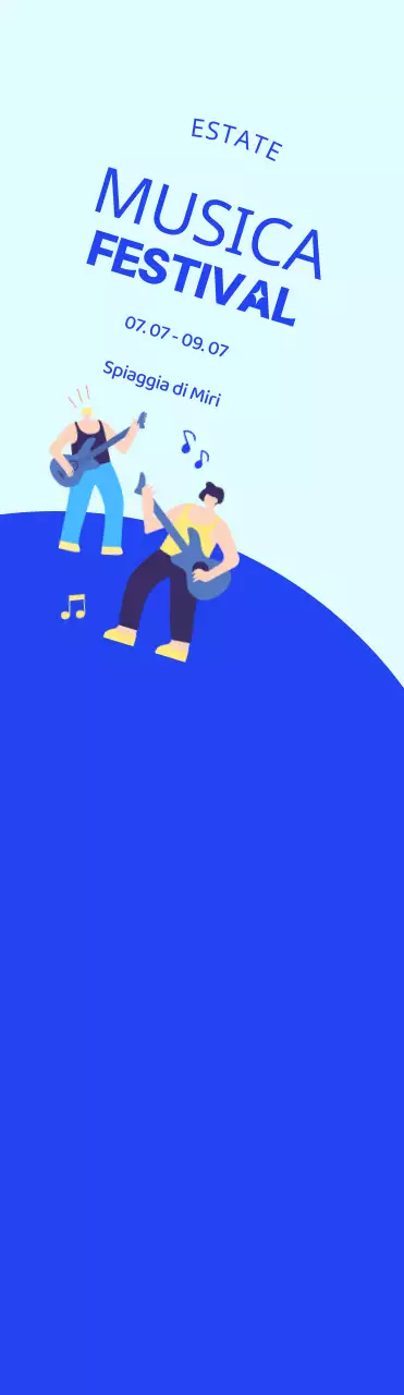 Promuovete un festival con un'illustrazione blu e fredda di un artista.