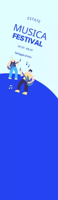 Promuovete un festival con un'illustrazione blu e fredda di un artista.