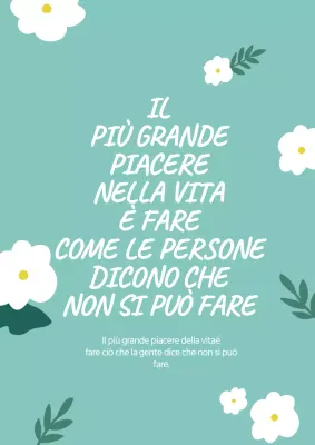 Bianco menta con graziosa illustrazione floreale testo che evidenzia le citazioni di vita inglese poster