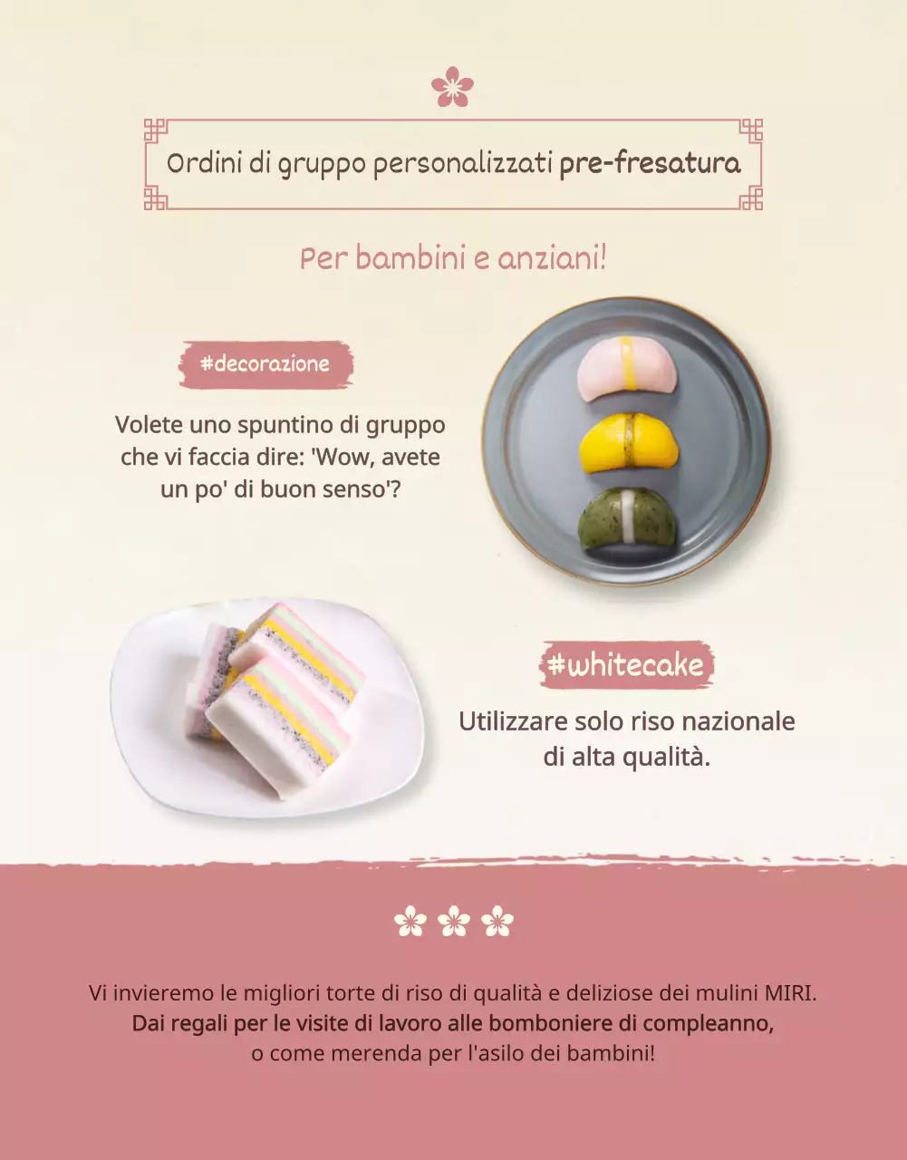 Torta di riso rosa tradizionale moderna pagina di dettaglio