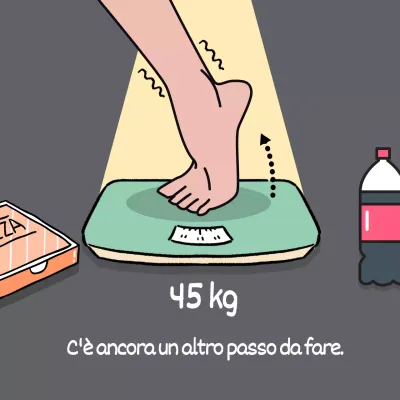 Dieta umorismo piede sulla bilancia illustrazione divertente banner