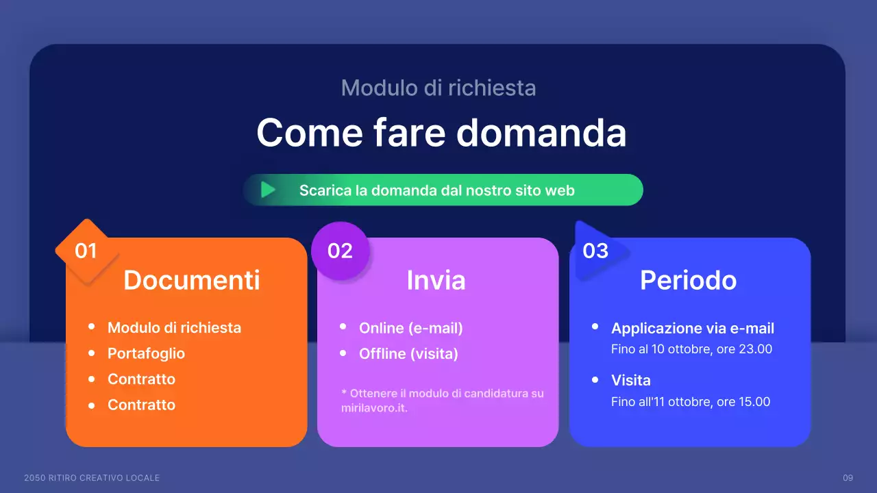 Reclutamento di creativi locali con forme in blu marino e colori d'accento