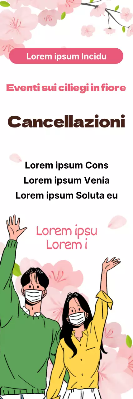 Cancellazioni di eventi di fiori di ciliegio ordinatamente illustrate in rosa