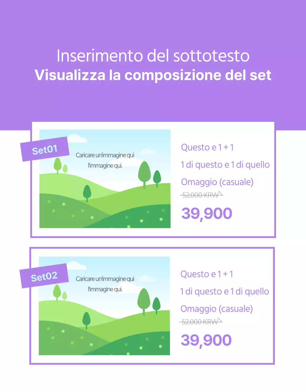 Layout di base per la vendita di prodotti