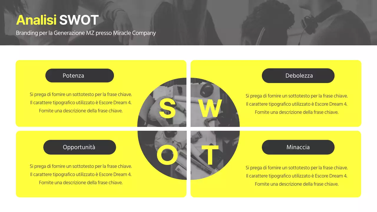 Un tema di branding aziendale moderno e unico in giallo e grigio