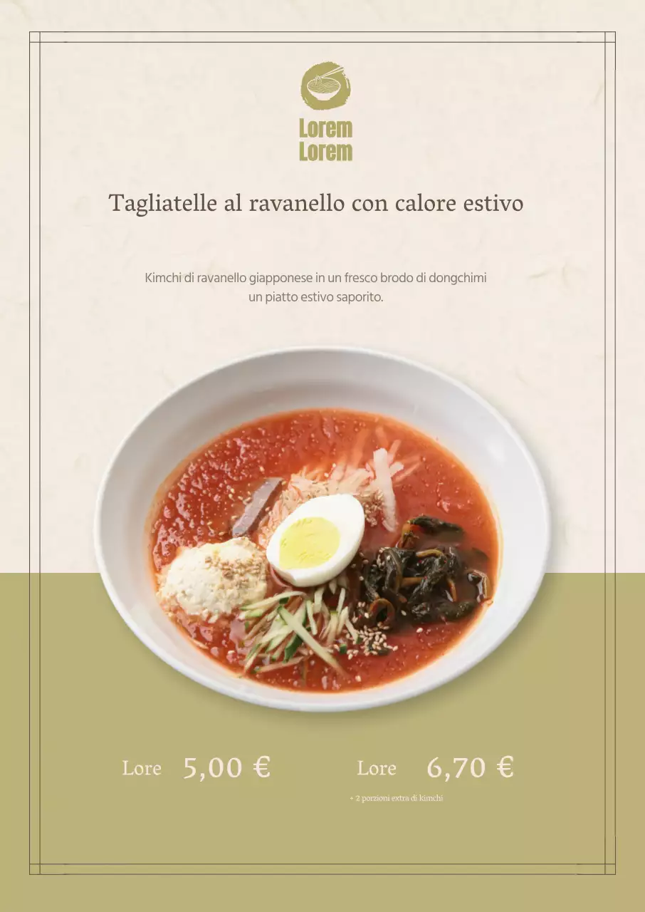 Poster gastronomico estivo con colori tenui