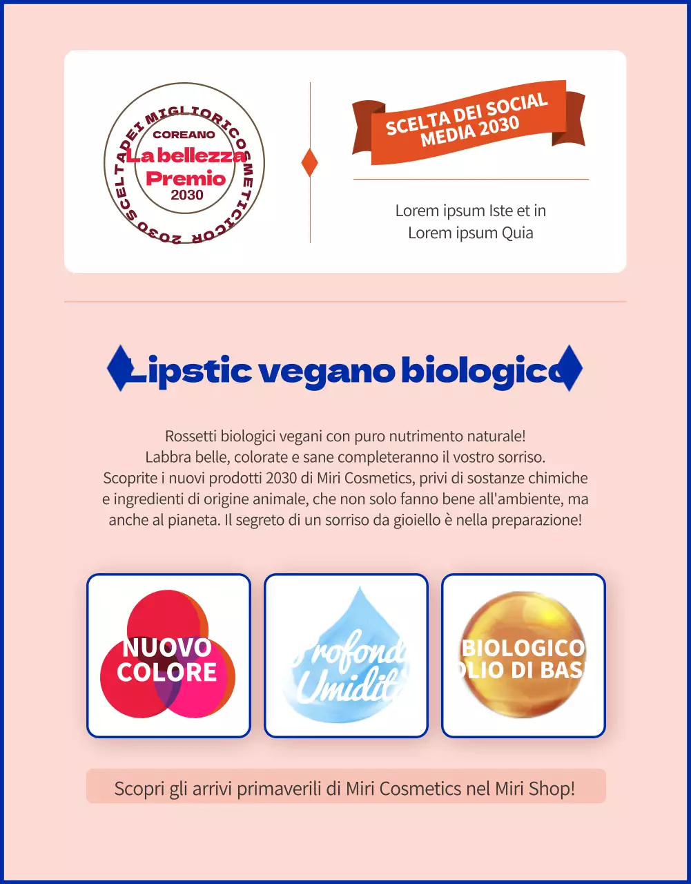 Promuovere rossetti vibranti con accenti di colore rosa-arancio