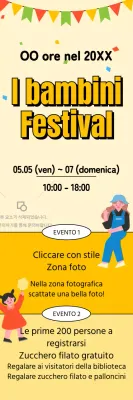 Simpatico striscione per la festa dei bambini con stelle filanti gialle che si spengono