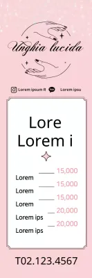 Menu del salone per unghie pulito con illustrazioni rosa