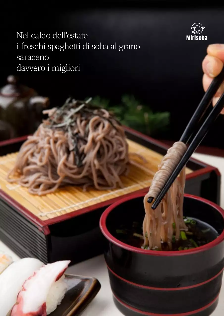 Promuovere gli spaghetti di soba nelle immagini di cibo