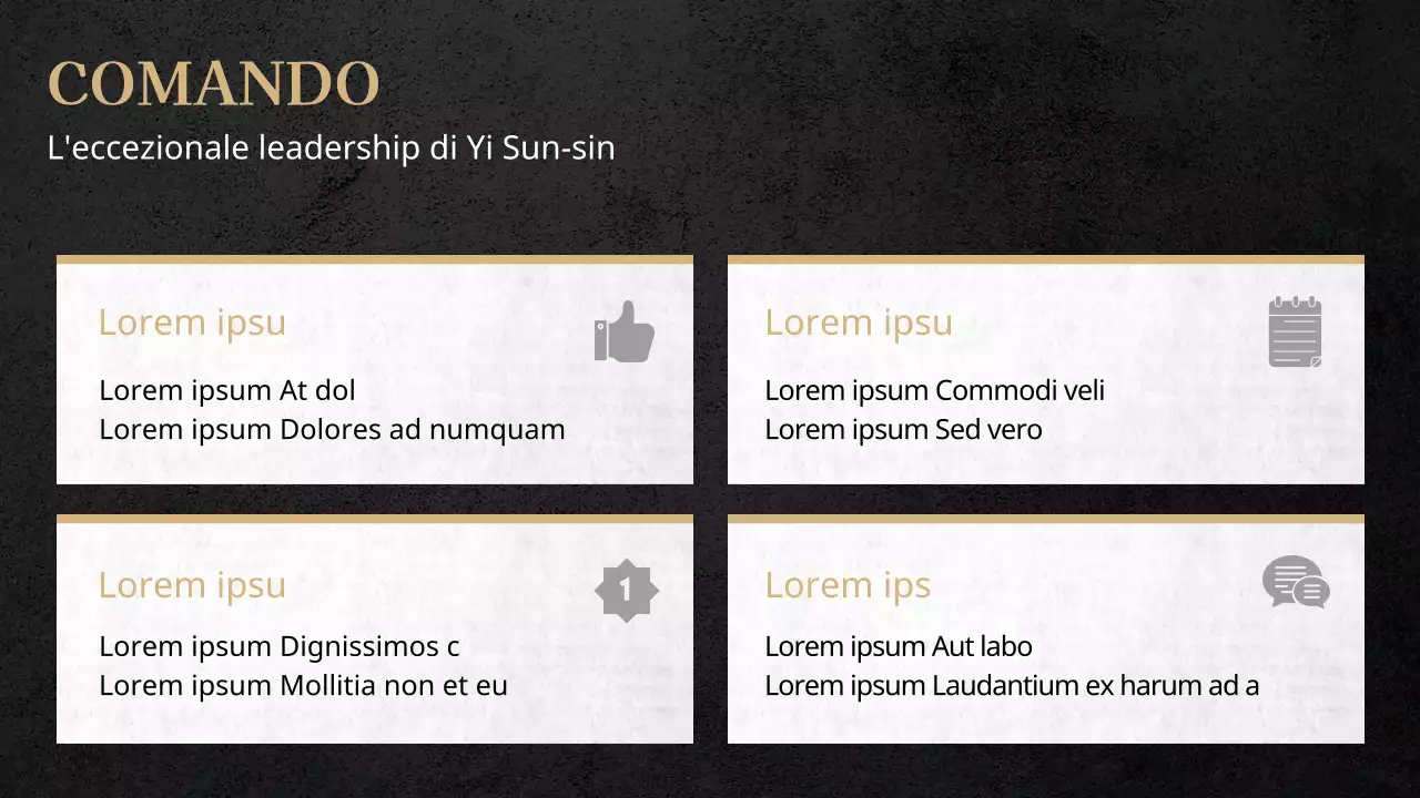 Un concetto tradizionale ma grandioso in nero e oro