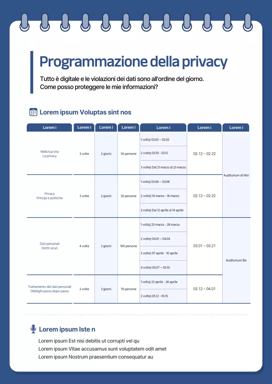Blu Stile di documentazione del programma di formazione pulito e leggibile