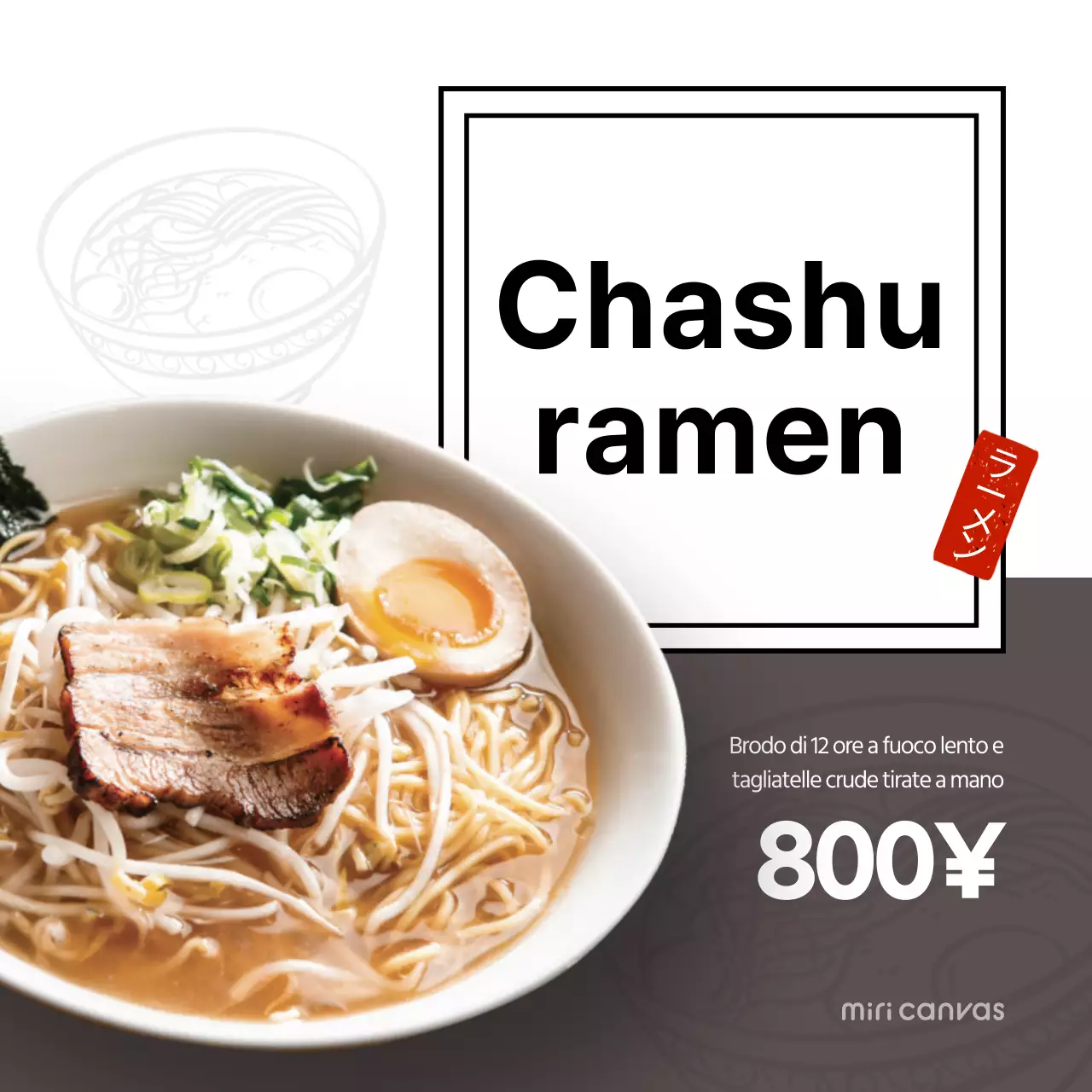 Striscione bianco grigio a linee pulite per il ramen giapponese