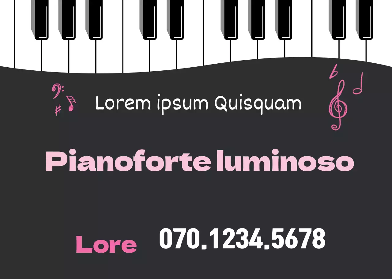 Illustrazione di tastiera in bianco e nero promozione scuola di musica