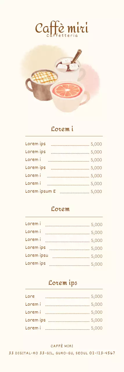 Banner illustrato del menu del caffè