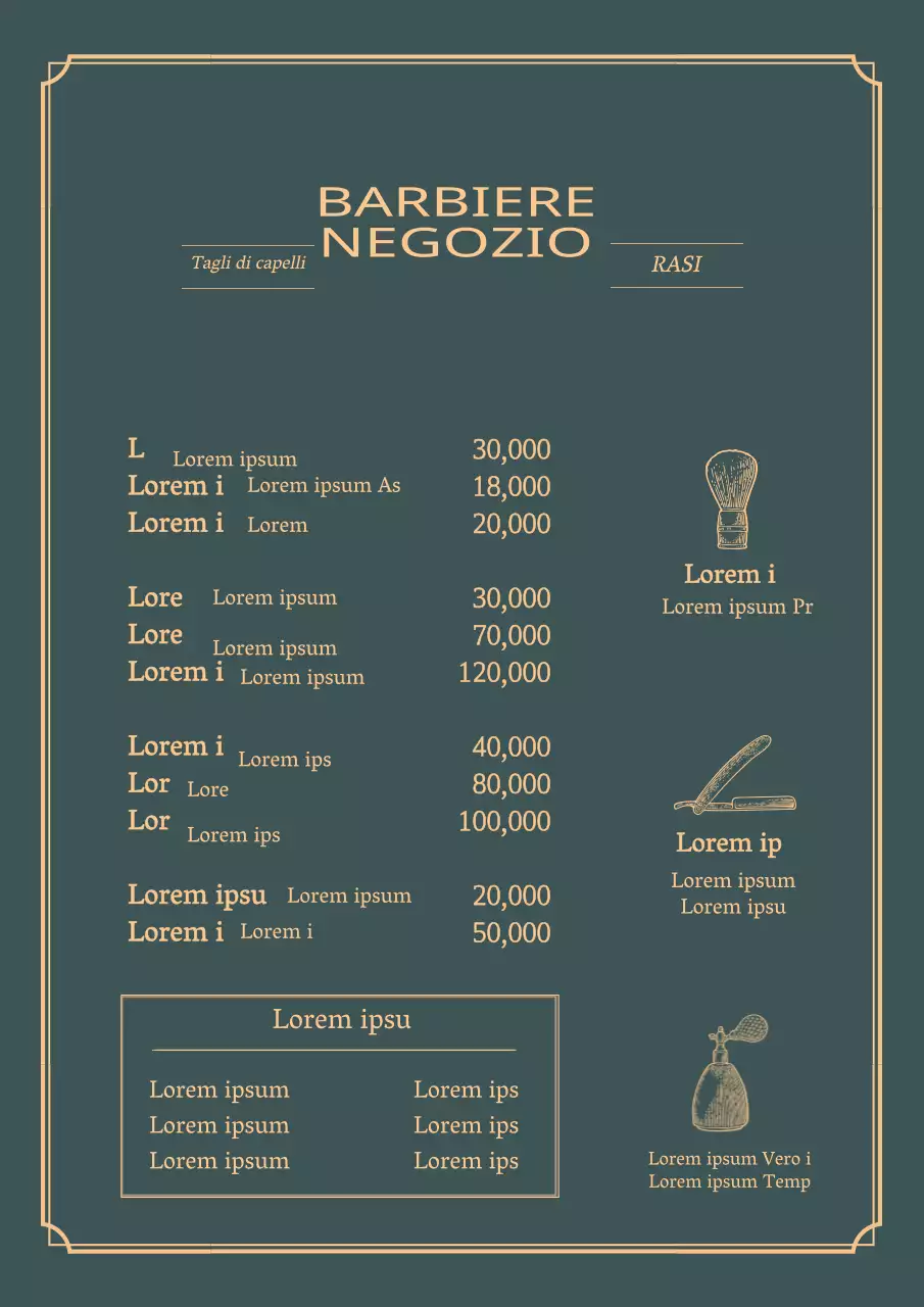 Verde giallo illustrazione vintage salone di bellezza menu