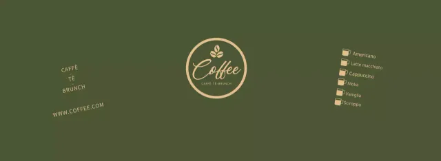 Bicchieri di carta con menu bevande oro e verde per caffè