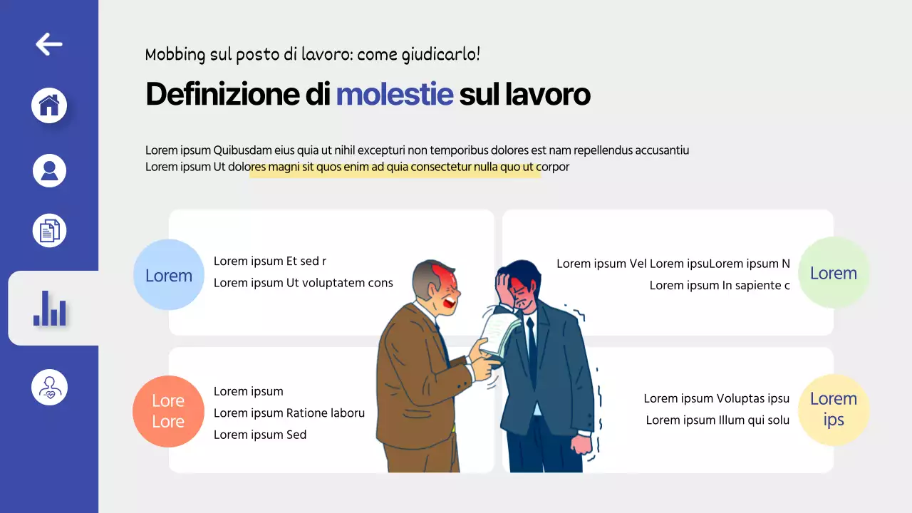Formazione sulla prevenzione delle molestie sul luogo di lavoro in un tema di dashboard UI blu e pulito