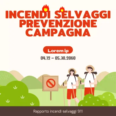 Simpatico avviso illustrato di prevenzione degli incendi con accenti rossi