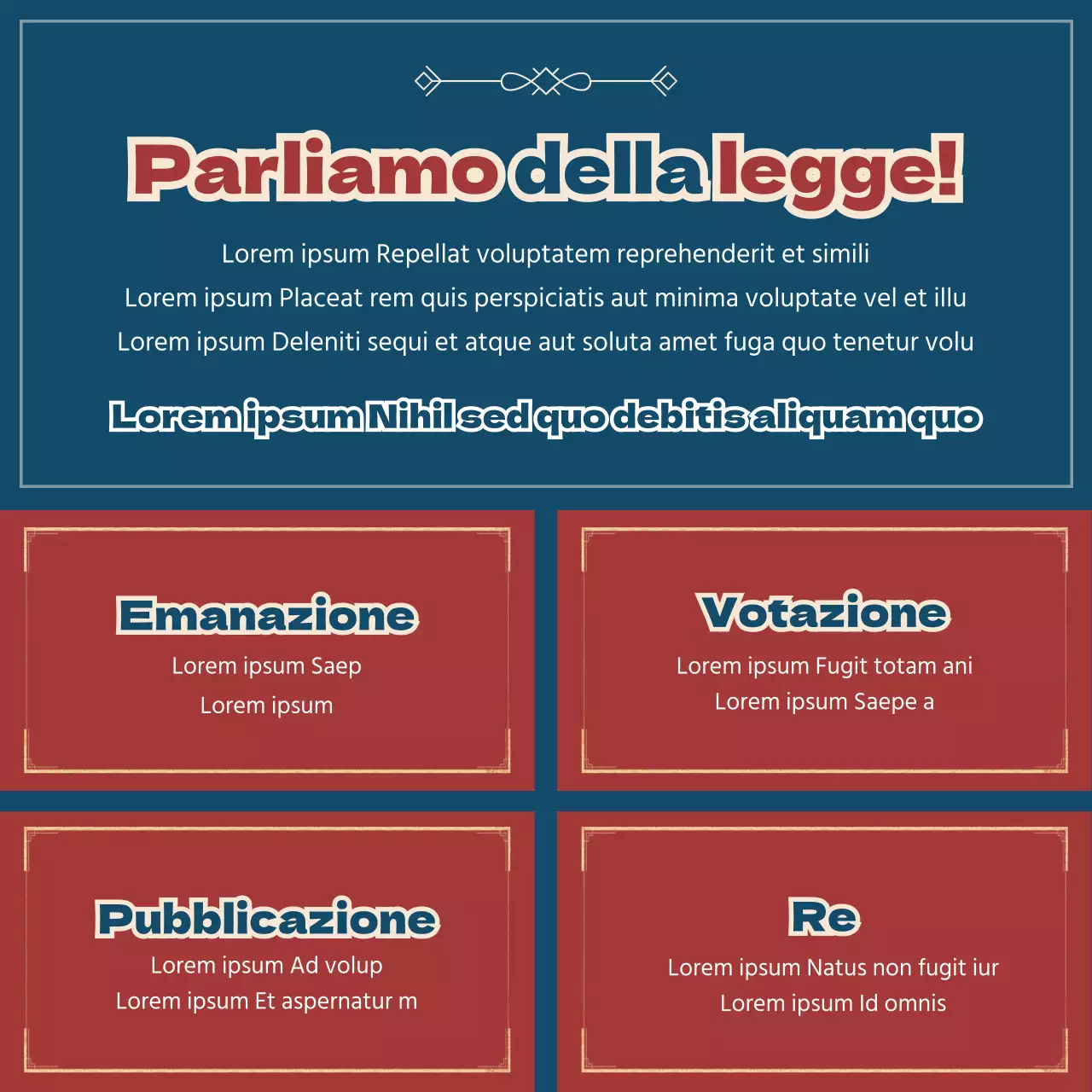 Lo stato della legge in rosso e blu navy CardNews