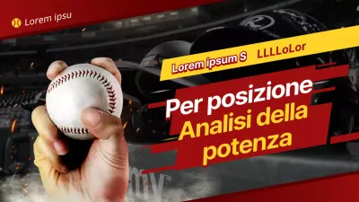 Tema analitico di potenza del baseball internazionale con concetto di stadio rosso giallo appassionato