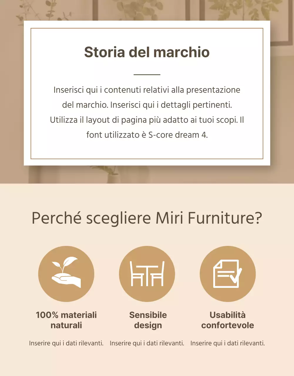 Interni emozionali in marrone pagina di dettaglio