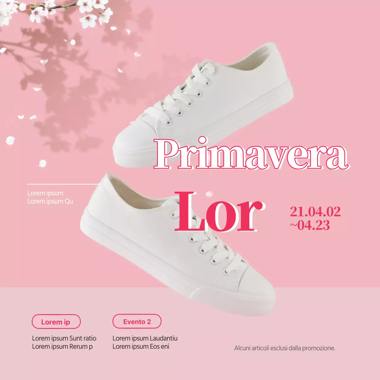 La foto rosa mette in evidenza le offerte di scarpe primaverili