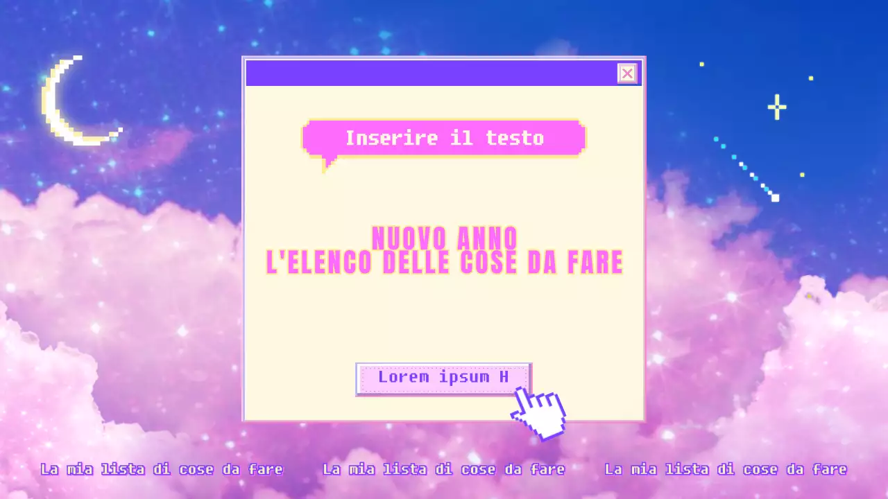Una sognante lista di cose da fare per l'anno nuovo in viola e rosa