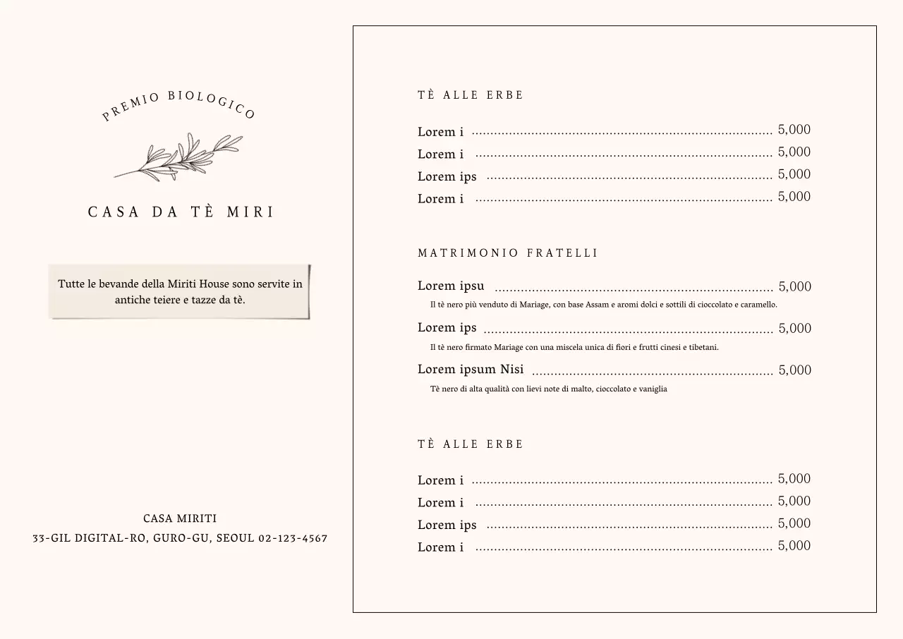 Menu del Simple Cafe