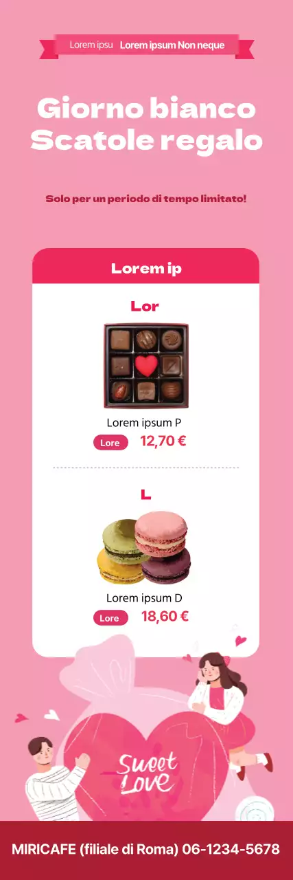 Evento al cioccolato ordinato con foto rosa in evidenza