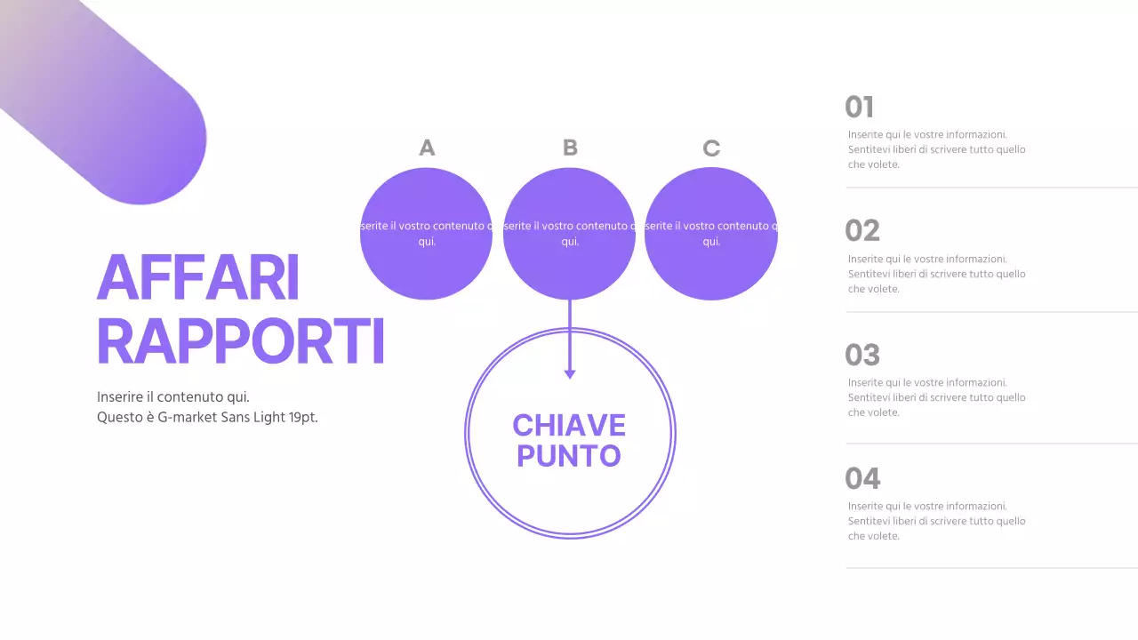 Parole chiave circolari ordinate con sfumatura viola