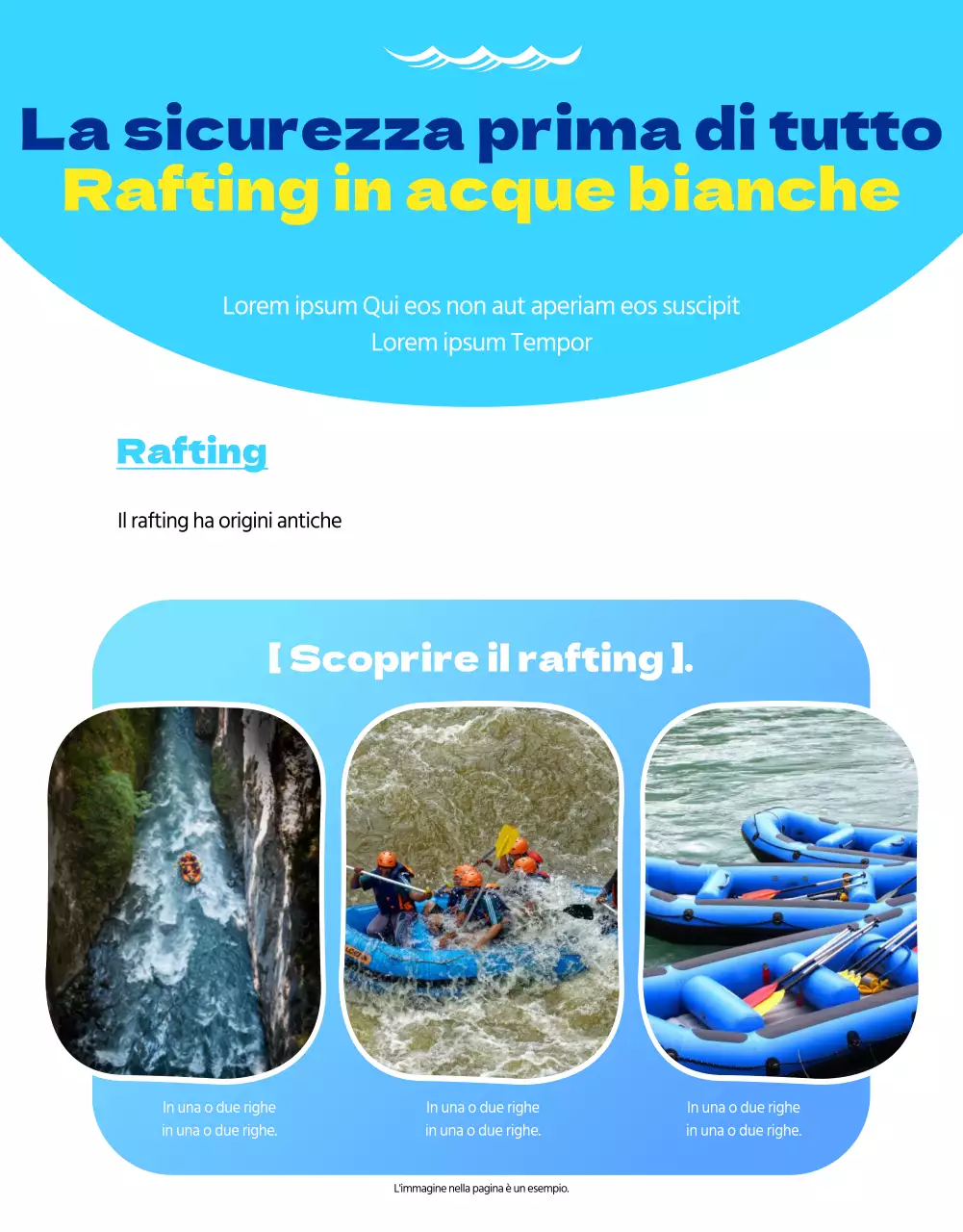 Rafting fresco e pulito in azzurro e bianco