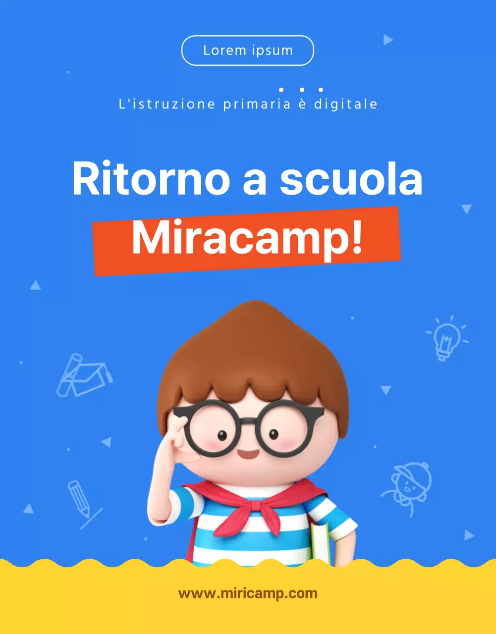 Tema dell'istruzione primaria blu giallo arancio