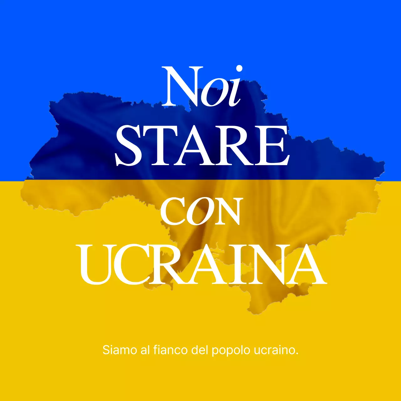 Messaggio contro la guerra nell'immagine gialla e blu della mappa dell'Ucraina