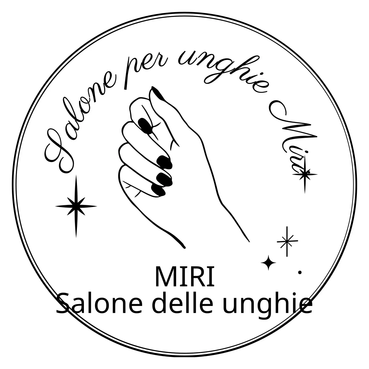 Illustrazione di un salone per unghie in mano in stile badge